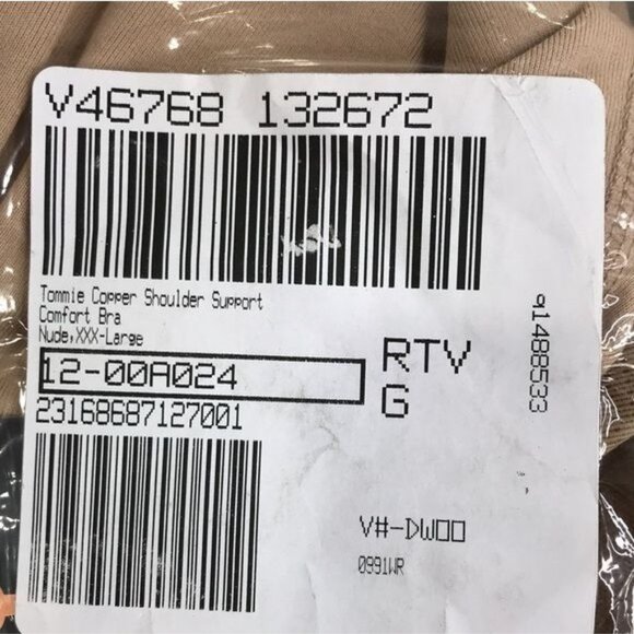 Tommie Copper Shoulder Support Comfort Bra Nude Zipper Front & Pullover 3X New - Picture 2 of 6